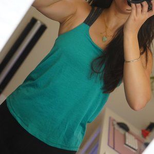 Prana 2-in-1 Teal Workout Tank with Sports Bra